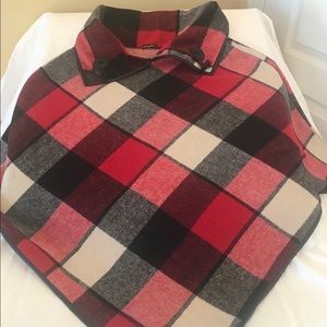 All Jazzed Up Red/Black/Cream Plaid Poncho